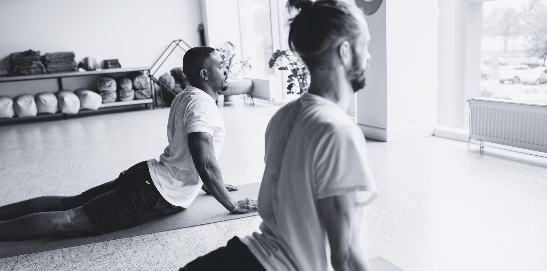 Men doing yoga